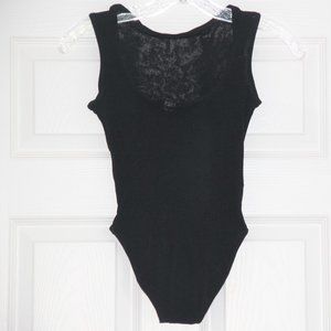 Only Hearts Helena Stuart NYC Black Mesh Nylon Stretchy Top Bodysuit M/L